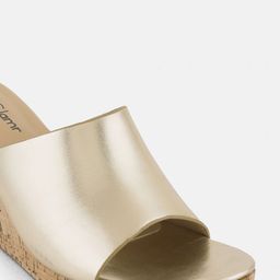 Get Glamr Textured Open Toe Wedge Heels image 4