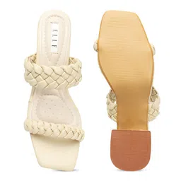 ELLE Textured Open Toe Block Heels image 5