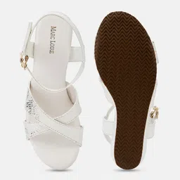 Marc Loire Embellished Open Toe Wedge Heels With Backstrap image 3
