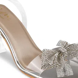 JM Looks Embellished Bows Block Heels With Backstrap image 4