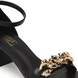 Truffle Collection Embellished Open Toe Ankleloop Block Heels image 4