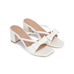 Shezone Bow Detail Open Toe Block Heels image 2