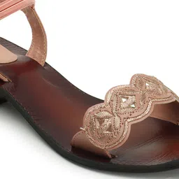 Picktoes Textured Open Toe Backstrap Block Heels image 4
