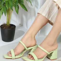 ELLE Textured Open Toe Block Heels-image-37