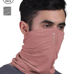 FREECULTR Set Of 2 Peach & Charcoal Solid Anti-Microbial Bandana-image-73