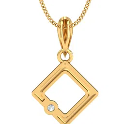 KUBERBOX 18KT Gold Elegant Rhombus Diamond-Studded Pendant -1.31 gm-image-24