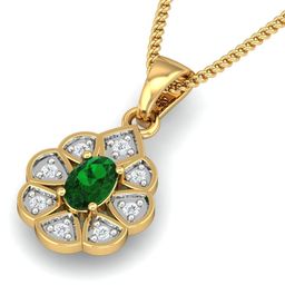 KUBERBOX Branwen Emerald 18KT Gold Diamond-Studded Pendant-0.98gm-picture-20
