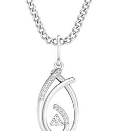 KUBERBOX Prosaic 18KT White Gold Diamond Studded Pendant-1.12gm-image-93