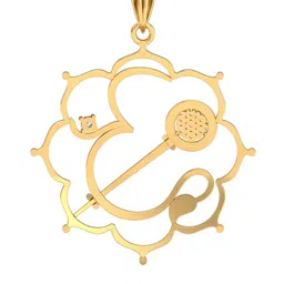 KUBERBOX 18KT Gold Diamond-Studded Gadadhari Om Pendant-1.9gm image 3