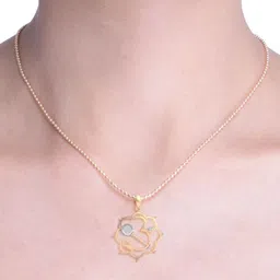 KUBERBOX 18KT Gold Diamond-Studded Gadadhari Om Pendant-1.9gm image 2