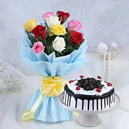 Roses and Black Forest Cake Eggless Standard-image-35