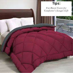 RF RELAXFEEL Maroon & Grey Heavy Winter 233 GSM Double Bed Comforter-image-86