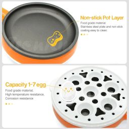 starkendy Double-Layer Non-Stick Pan Egg Steaming Machine Mini Electric Skillet Frying Pot and Frying Pan with Firmness Marked Measuring Cup (Multicolor) 01230 Egg Cooker image 3