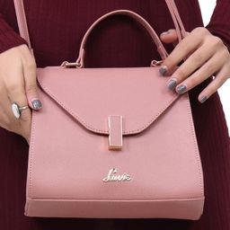 Lavie Gypsy Women Dusty Pink Solid Structured Flap Satchel Handbag-image-49