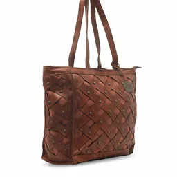 KOMPANERO Textured Leather Structured Shoulder Bag With Embellished image 2