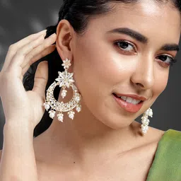 Peora Gold-Plated Kundan Contemporary Chandbalis-5