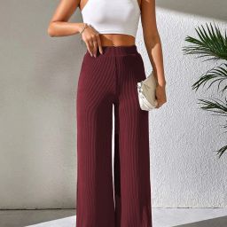 Women Regular Fit Maroon Cotton Blend Trousers-image-25