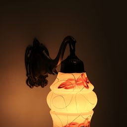 VAGalleryKing Gold-Toned & White Textured Glass Abstract Shaped Elephant Design Wall Lamp-20
