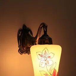 VAGalleryKing White & Red Printed Bell Shaped Elephant Design Glass Wall Lamp-15