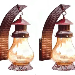 WL01_2Pcs Brown Iron, Borosilicate Glass Hanging Lantern-20