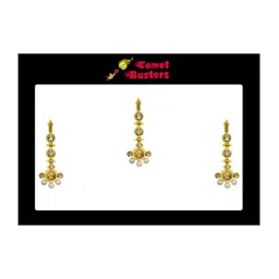 Comet Busters 3 Pcs Embellished Reusable Designer Bindis - Gold-Toned-17