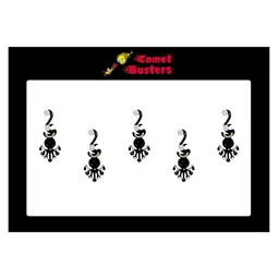 Comet Busters 5 Pcs Embellished Reusable Designer Bindis - Black-57