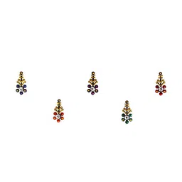Comet Busters 5 Pcs Embellished Reusable Designer Bindis - Multicoloured-24
