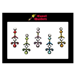 Comet Busters 5 Pcs Embellished Reusable Designer Bindis - Multicoloured-53