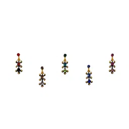 Comet Busters 5 Pcs Embellished Reusable Designer Bindis - Multicoloured-55