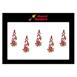 Comet Busters 5 Pcs Embellished Reusable Designer Bindis - Red-62