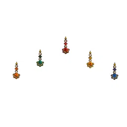 Comet Busters 5 Pcs Embellished Reusable Designer Bindis - Multicoloured-39