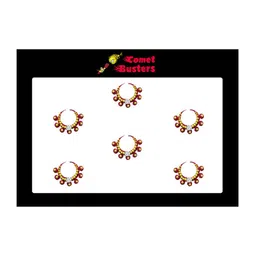 Comet Busters 6 Pcs Embellished Reusable Designer Bindis - Maroon & Gold-Toned-5