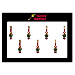 Comet Busters 6 Pcs Embellished Reusable Designer Bindis - Magenta & Green-3
