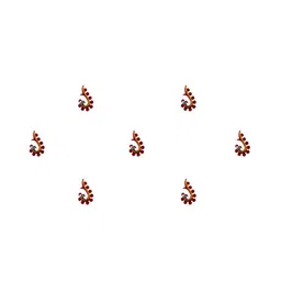Comet Busters 7 Pcs Embellished Reusable Designer Bindis - Red & Gold-Toned-77