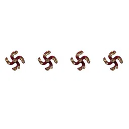 Comet Busters 4 Pcs Embellished Reusable Swastika-Shaped Designer Bindis - Maroon image 3