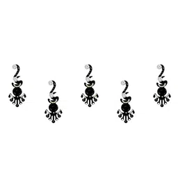 Comet Busters 5 Pcs Embellished Reusable Designer Bindis - Black image 2