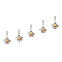 Comet Busters 5 Pcs Embellished Reusable Designer Bindis - Silver-Toned & Yellow image 2