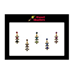 Comet Busters 5 Pcs Embellished Reusable Designer Bindis - Multicoloured image 3