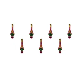 Comet Busters 6 Pcs Embellished Reusable Designer Bindis - Magenta & Green image 3