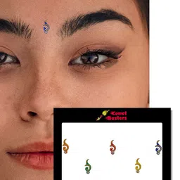 Comet Busters 5 Pcs Embellished Reusable Designer Bindis - Multicoloured image 2