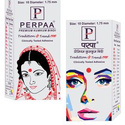PERPAA Black Velvet Kumkum Bindi Box with 15 Flaps - Size 10-12