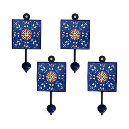 INDIA MEETS INDIA Blue 4 Pieces Printed Hooks-image-5