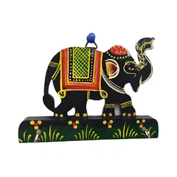 INDIA MEETS INDIA Black & Red Printed Wooden Hook-15