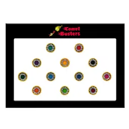 Comet Busters 12 Pcs Embellished Reusable Designer Bindis - Multicoloured-11