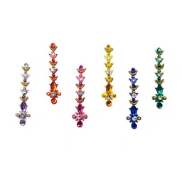 Comet Busters 6 Pcs Long Stone Studded Reusable Bindi - Multicolor image 1