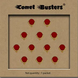 Comet Busters 12-Pcs Handmade Traditional Designer Bindi - Red image 1