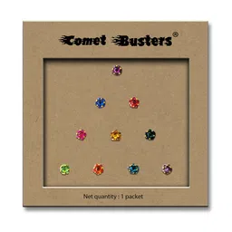 Comet Busters 10-Pcs Handmade Traditional Designer Bindi - Multicolored image 1