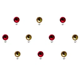 Comet Busters Set Of 10 Red & Gold-Coloured Bindis image 2