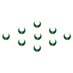 Comet Busters 9 Pcs Embellished Reusable Crescent-Shaped Bindis - Green image 2