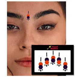 Comet Busters 5 Pcs Reusable Designer Bindis - Red & Black image 3